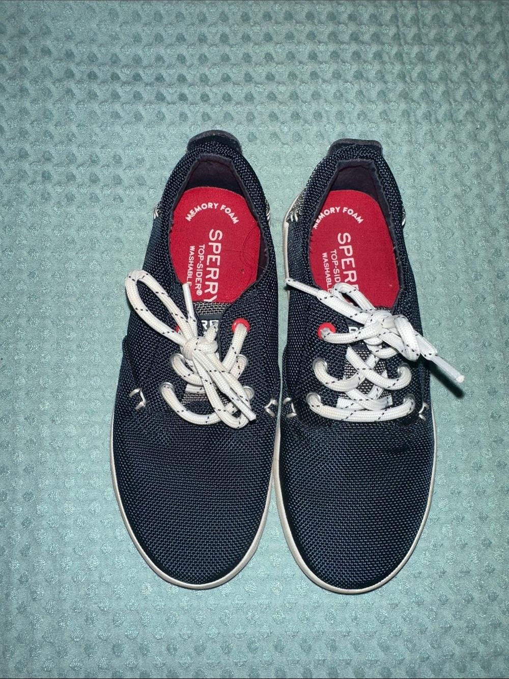 Sperry Kids Navy Canvas Lace-Up Sneakers with White Laces